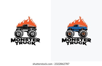 Logo de Extreme Monster Truck, Extreme Monster Truck con la plantilla del logotipo de la llama de fuego