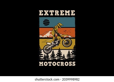 Extreme motocross, design silhouette retro style