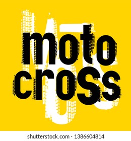 Extreme motocross Off-Road grunge lettering. Mud words, unique letters. Beautiful vector illustration. Editable graphic element in black, white colors isolated on yellow background.