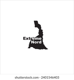 Extreme Nord Cameroon map and black letter design on white background
