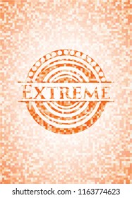Extreme orange mosaic emblem with background