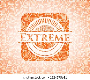 Extreme orange mosaic emblem with background