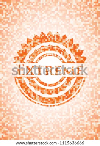                               Extreme orange mosaic emblem with background    