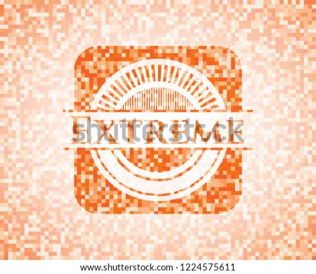 Extreme orange mosaic emblem with background