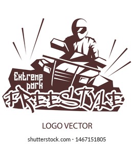 Extreme park logo concept ATV quad bike. Freestyle on ATV logo for Your business project. Vector Illustration ATV