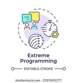 Extreme programming multi color concept icon. Agile methodology, workflow, management. Round shape line illustration. Abstract idea. Graphic design. Easy to use in infographic, presentation