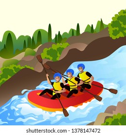 Extreme rafting concept background. Cartoon illustration of extreme rafting vector concept background for web design