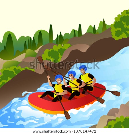 Extreme rafting concept background. Cartoon illustration of extreme rafting vector concept background for web design