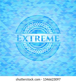 Extreme realistic sky blue mosaic emblem