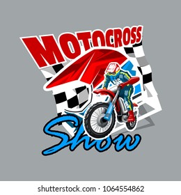 Extreme red Off Road Motorbike, Motocross show. Vector illustration.