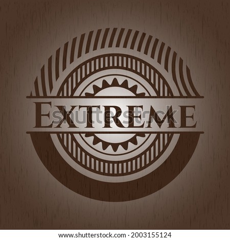 Extreme retro wooden emblem. Vector Illustration. 