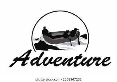 Extreme river rafting adventure, illustration design logo