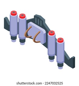 Icono de servicio extremo vector isométrico. Espacio aéreo. Súper cohete