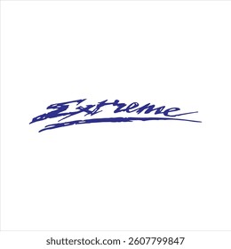 Extreme simple writing in blue with white background 