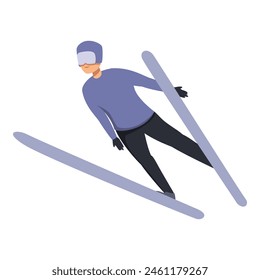 Extreme ski jumper icon cartoon vector. Fun tournament. Training travel