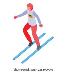 Extreme ski jumper icon isometric vector. Winter jump. Snow speed
