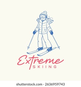 Extreme skiing, winter adventure skiing t shirt design