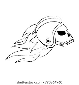 extreme skull with helmet and flames