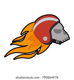 extreme skull with helmet and flames