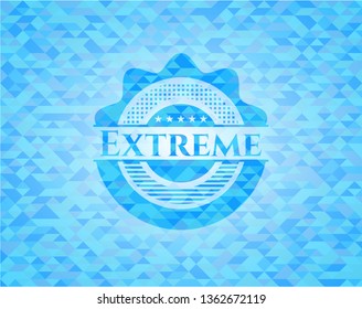 Extreme sky blue emblem with mosaic background