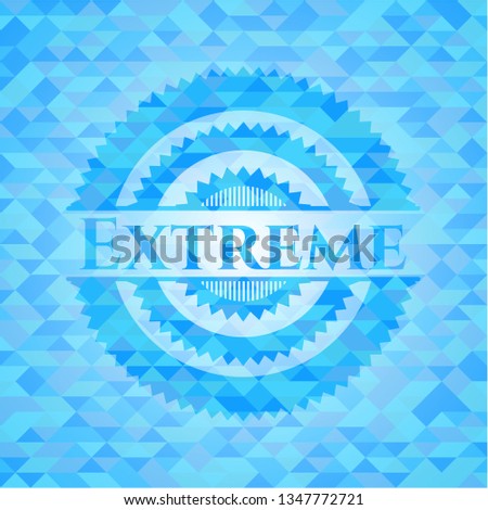 Extreme sky blue emblem with triangle mosaic background