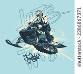 Extreme snow mobile vehicles , vector Illustration