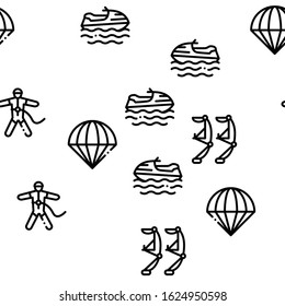 Extreme Sport Activity Seamless Pattern Vector Thin Line. Illustrations