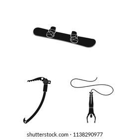 Extreme sport black icons in set collection for design.Different kinds of sports vector symbol stock web illustration.