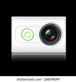 Extreme sport camera flat vector on Black background