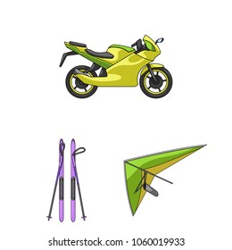 Extreme sport cartoon icons in set collection for design.Different kinds of sports vector symbol stock web illustration.