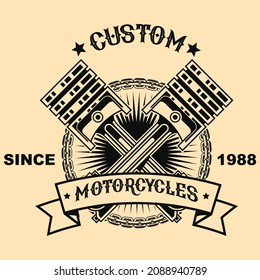 Extreme sport club badge vintage and modern motorcycle retro cyclist illustration Vintage style Custom bike. This illustration can be used as a print on t-shirts and bags, stationary or as a poster.