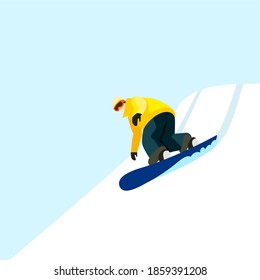 Extreme sport concept vector illustration in flat style. Snowboarding character design
