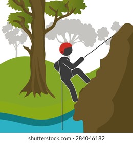 Extreme sport design over landscape background, vector illustration.