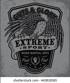 Extreme sport eagle crest shield t-shirt graphic