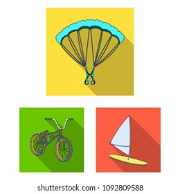 Extreme sport flat icons in set collection for design.Different kinds of sports vector symbol stock web illustration.