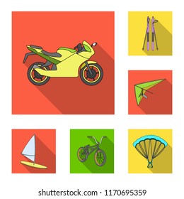 Extreme sport flat icons in set collection for design.Different kinds of sports vector symbol stock web illustration.