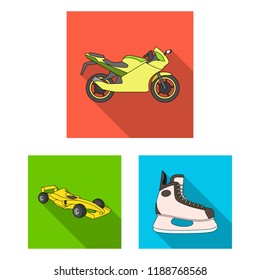 Extreme sport flat icons in set collection for design.Different kinds of sports vector symbol stock web illustration.