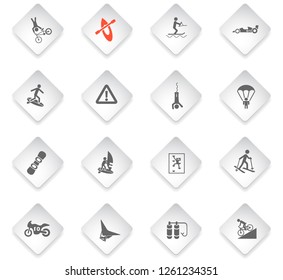 extreme sport flat rhombus web icons for user interface design
