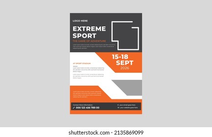 Plantilla de volante deportivo extremo, diseño de plantilla de afiches de diseño para eventos deportivos, torneo o volante de campeonato.
