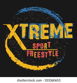 Extreme sport freestyle Typography emblem, t-shirt design, vintage graphic print. vector