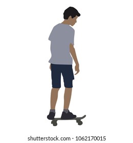 Extreme sport game, skateboarder in skate park. Skateboard vector silhouette, illustration isolated on white background. Outdoor urban danger action. Skate park sport recreation.