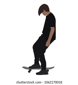 Extreme sport game, skateboarder in skate park. Skateboard vector silhouette, illustration isolated on white background. Outdoor urban danger action. Skate park sport recreation.