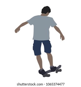 Extreme sport game, skateboarder in skate park. Skateboard vector silhouette, isolated on white background. Outdoor urban danger action. Skate park sport recreation.
