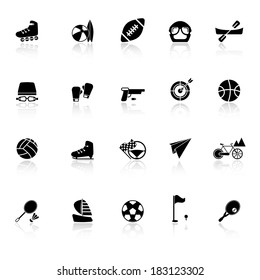 Extreme sport icons with reflect on white background, stock vector
