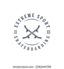 Extreme sport logo, skateboard club, retro vintage. Logo for labels, clubs and posters.