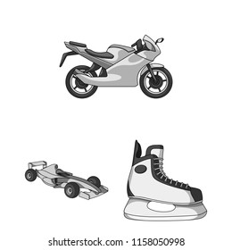 Extreme sport monochrome icons in set collection for design.Different kinds of sports vector symbol stock web illustration.