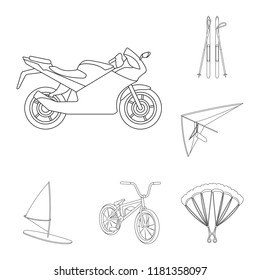 Extreme sport outline icons in set collection for design.Different kinds of sports vector symbol stock web illustration.