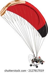 Extreme sport Parachute whit motor vector Isolated object on white background