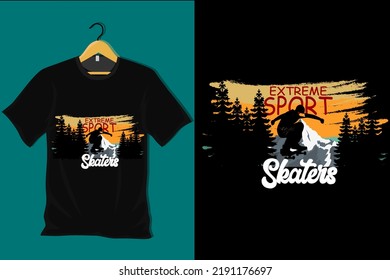 Extreme Sport Skaters Retro Vintage T Shirt Design