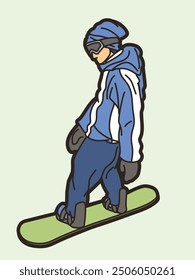 Extreme Sport Snowboard Player Action Snowboarder Pose Cartoon Graphic Vector 